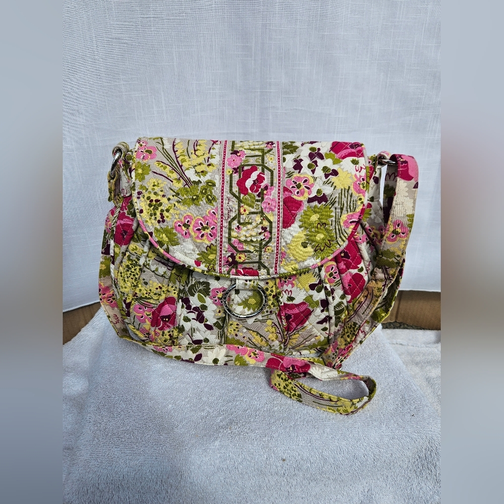 Vera Bradly Make Me Blush Floral Crossbody Bag - Pink and Green Used